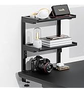 Spacrea clamp on Desk Shelf, 2 Tier Office Desk Shelves Organizer, Wood Desktop Supplies Storage ...