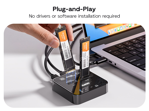 Dual M.2 NVMe SATA SSD Cloner 20Gbps USB 3.2 Gen 2x2 External SSD Offline Duplicator
