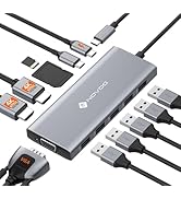 NOVOO USB C Docking Station, 12 in 1 Docking Station Dual Monitor with 2 HDMI, VGA, 5 USB Ports, ...
