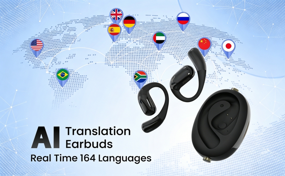 AI Translation Earbuds Real Time 164 Languages Open-Ear Headphones