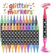 IOMDRWU 48 Colors Glitter Markers, 24 Pack Dual Tip Brush Pens for Doodle Writing, Art Crafts DIY...