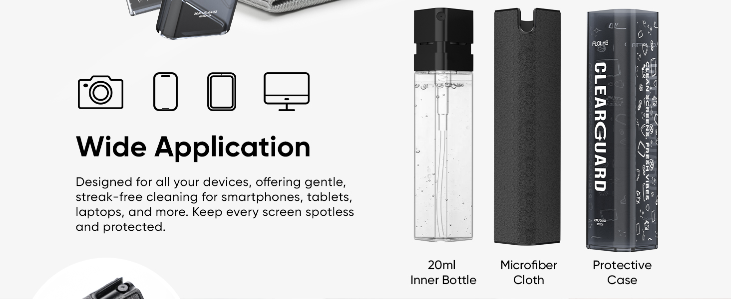 FLOLAB Clear Guard screen cleaner 20 ml Grey