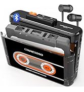 Bluetooth Cassette Tape Player with 1100mAH Rechargeable Battery, Compact Vintage Cassette Player...