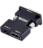 Tendak Active 1080P Female HDMI to VGA Male Converter Adapter Dongle with 3.5mm Stereo Audio Port...