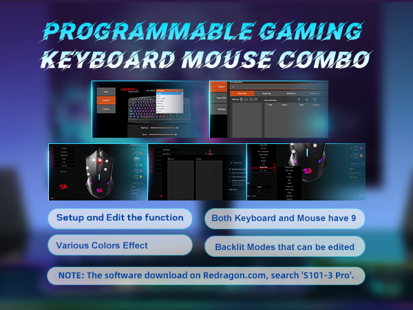 Macro Editing gaming Keyboard and mouse combo