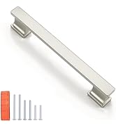 KNOBWELL 10 Pack Brushed Nickel Solid Cabinet Pulls 5 Inch(128mm) Hole Center Kitchen Cabinet Han...