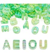 FASHEWELRY 50Pcs Big Crystal Letter Beads 20mm Colorful Acrylic Vowel Beads 3D Transparent Slider...