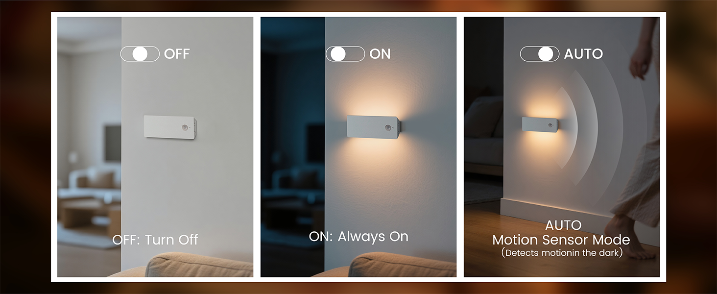 Motion Sensor Night Light, Three Modes with Light-Sensitive Motion