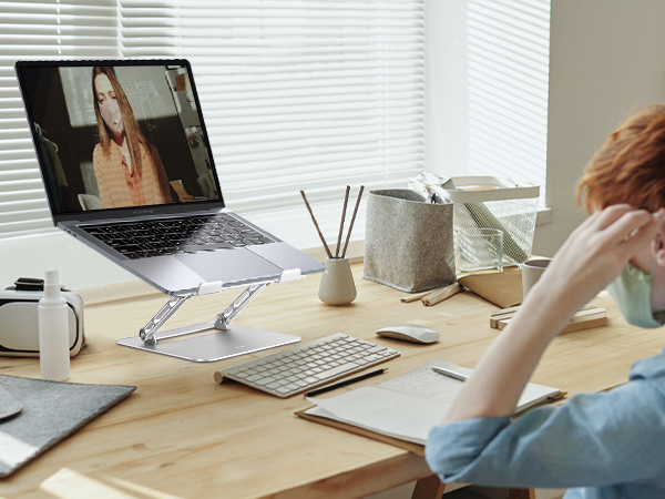 MacBook stand improves screen visibility for online classes, video calls and remote learning