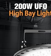 Viugreum 10 Pack 200W UFO LED High Bay Lights, 20000LM 6500K Daylight White Ultra Thin Highbay Li...