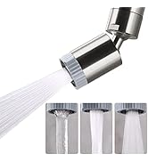 Rotating Faucet Nozzle,360° Swivel Kitchen Faucet Aerator Splash-Proof, 3-Flow Sprayer Female Bat...