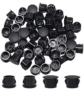 BOPOREAE 50PCS 1/2"(13mm) Hole Plugs Black Plastic Flush Type Panel Plugs Snap in Locking Hole Tu...