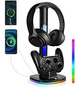 Charger Dock for Switch Pro Controller, JDGPOKOO Switch Charger with RGB Headphone Stand for Nint...