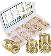 350Pcs Threaded Inserts M2 M2.5 M3 M4 M5 M6 Female Thread Metric Knurled Nuts Assortment Kit Bras...