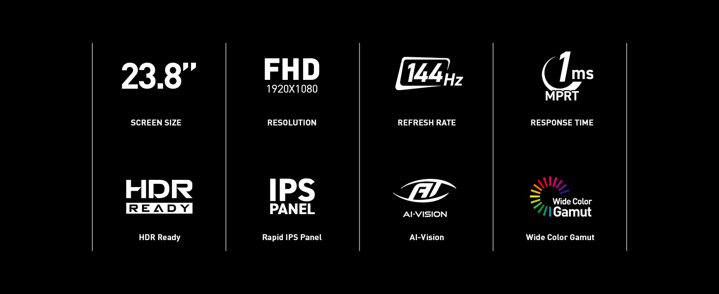 23.8" FHD IPS Panel; 144Hz Refresh Rate