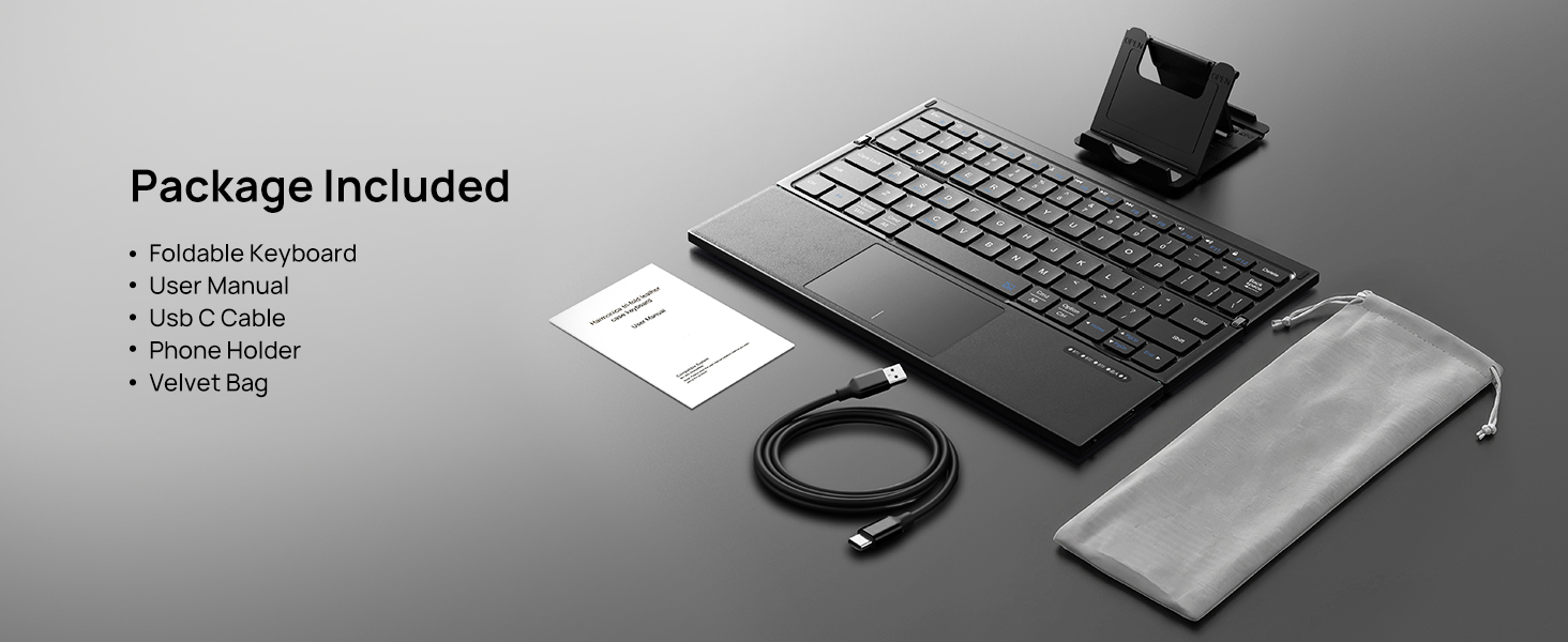 SODI Tri-Fold Portable Bluetooth Keyboard with Touchpad