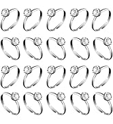Whaline 36 Packs Diamond Engagement Rings Bridal Shower Rings for Wedding Table Decorations, Part...