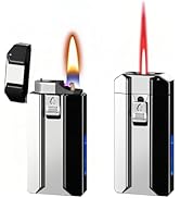 NINSI Smart Dual-Fuel Dual-Flame Lighter, Windproof Red Butane Torch & Kerosene Soft Flame, Arc I...