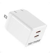 35W USB C Charger, TRYTHINK Dual Port Compact Foldable GaN PD Fast Wall Charger Compatible with i...