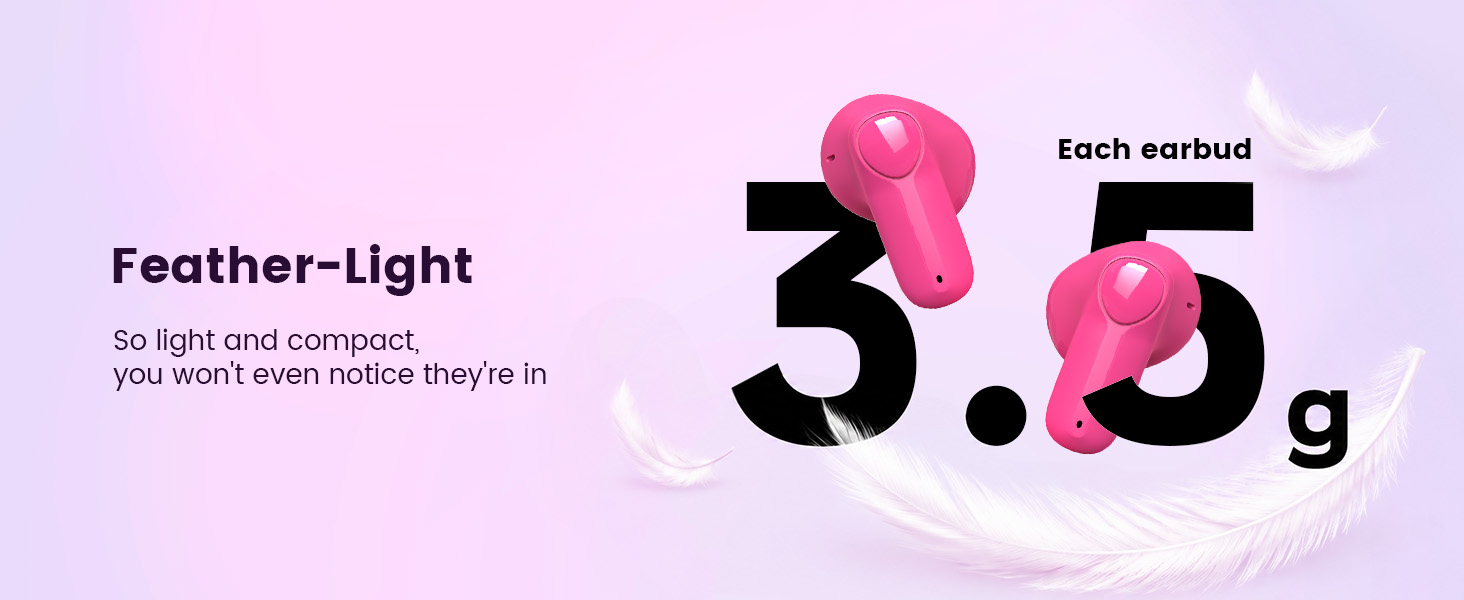 Lightweight wireless earbuds