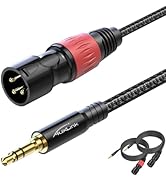 AuxLink XLR to 3.5mm Cable 6ft 2Pack, Balanced 1/8inch TRS to XLR Cable Gold-Plated 3-Pins Nylon ...