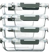 [8-Pack,30 oz]Glass Meal Prep Containers,Glass Food Storage Containers,Airtight Glass lunch Conta...