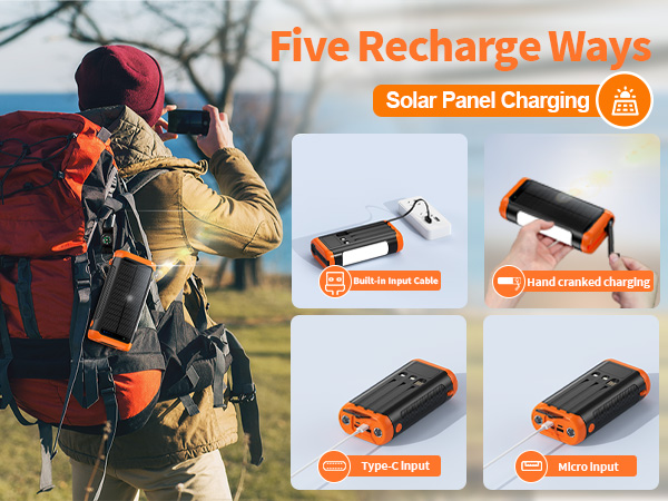solar powered power bank solar power bank portable charger solar charger power bank hand crank