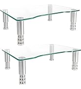2 Pack Computer Monitor Riser with Height Adjustable Multi Media Desktop Stand for Flat Screen LC...