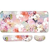 Auhoahsil Large Mouse Pad with Wrist Support Set of 3, Memory Foam Keyboard Wrist Rest + XXL Exte...