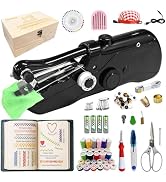 Handheld Sewing Machine with Wooden Sewing Box &amp; 169-Piece Kit, Includes Embroidery Stitch Book, ...