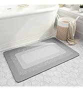 Thin Gray Bath Mats 17”x28” Non Slip Soft Diatomaceous Earth Bath Mat Super Absorbent Quick Dryin...