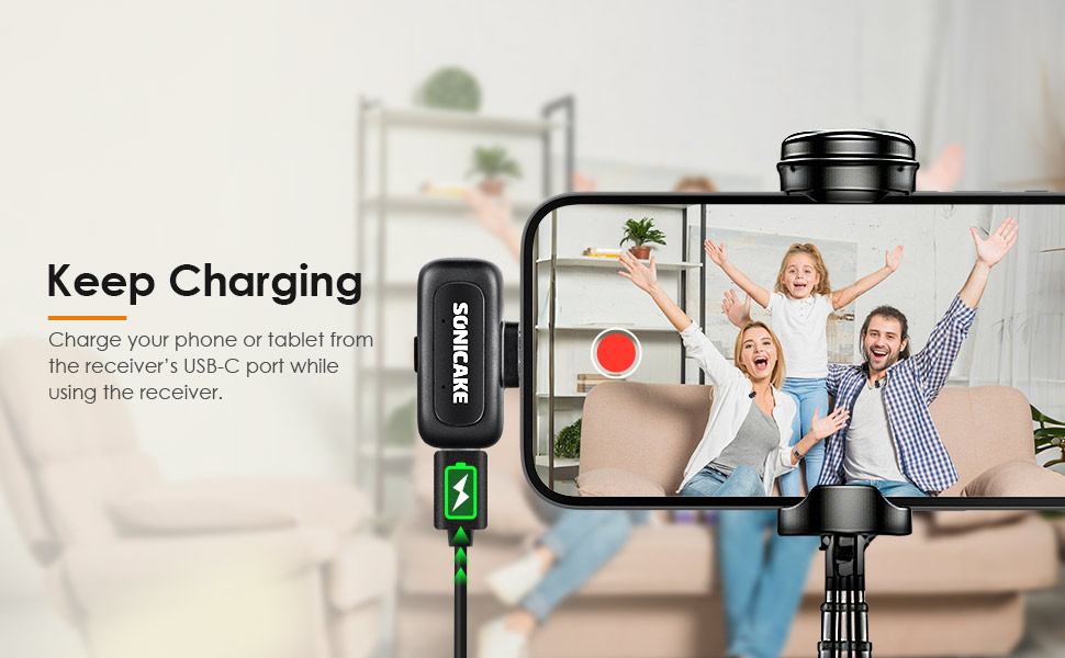 Charge your phone or tablet fromthe receiver&amp;#39;s USB-C port while using the receiver.
