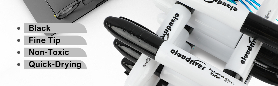 Black, Fine Tip, Non-Toxic, Quick-Drying ink