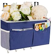 Frjjthchy Bedside Storage Organizer 5 Pockets with 4 Hooks Hanging Storage Bag for Headboards/Bun...