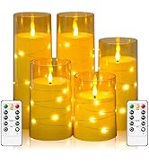 kakoya Flickering Flameless Candles with Remote,5 Pc LED Pillar Candles Battery Operated Candles ...