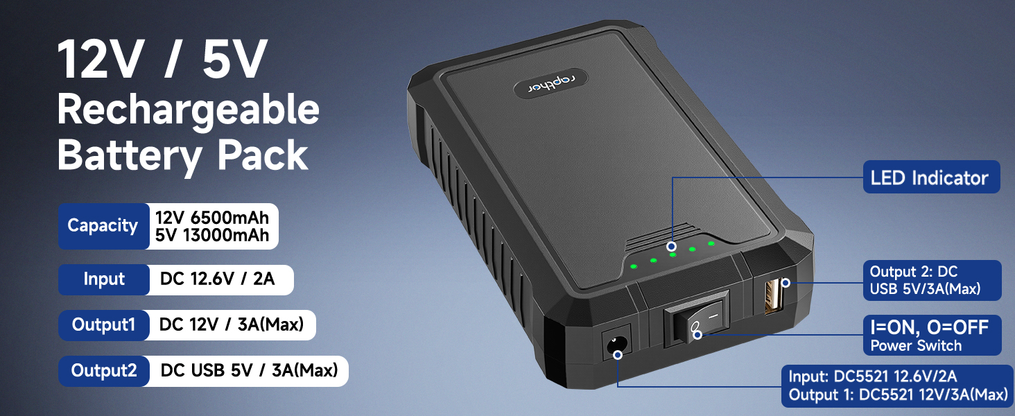 Rechargeable 12V Battery Pack