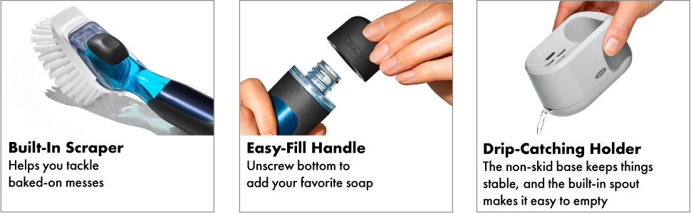 12361800 OXO Good Grips Soap Dispensing Dish Brush Storage Set