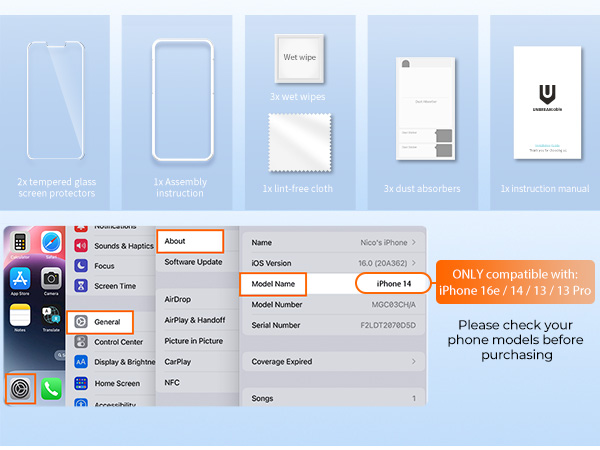 iPhone 14/ iPhone 16e glass Screen Protector 