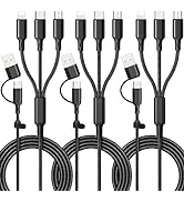 6 in 1 Multi Charging Cable [3Pack 4FT] Nylon Braided Multi Fast Charging Cord USB A/C to Phone U...