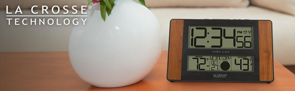 lacrosse, la crosse, 513-1417, calendar, tabletop, wall clock, digital, moon, temperature