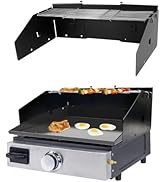 Petrirufun Universal Wind Guard and Griddle Warming Rack Set for Griddle From 16" to 28" without ...