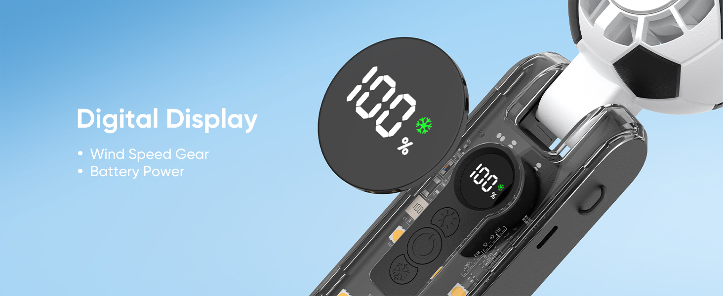 Portable Hand Held Fan with Digital Display