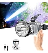 PINSAI Super Bright Headlamp High Power Headlight LED Rechargeable Motion Sensor Hunting Head lam...