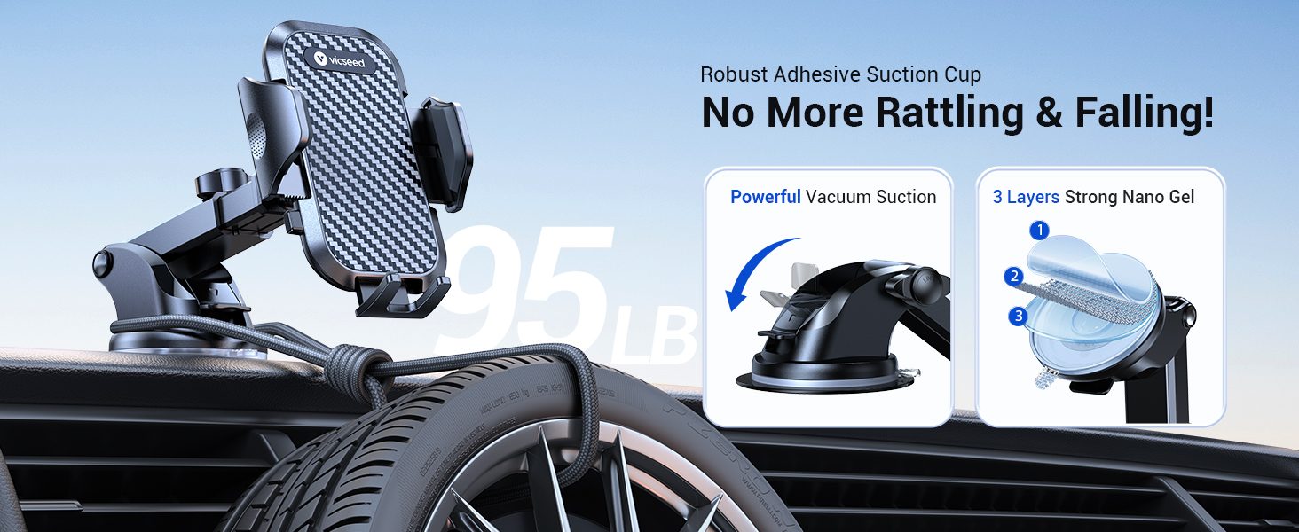 strong suction cup cell phone holder mount no fall off heat resistant