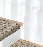 JSEI Bullnose Carpet Stair Treads, 14 Pcs Non Slip Stair Treads for Wooden Steps Indoor with TPE ...