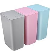 3 Pack Small Bathroom Trash Can with Lid - 10L/2.6 Gallon Slim Garbage Bin, Dog Proof Trashcan, P...