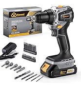 Aowei 20V Brushless Cordless Lithium-Ion Drill Set, Compact Design, Gray Rechargeable Lithium-Ion...