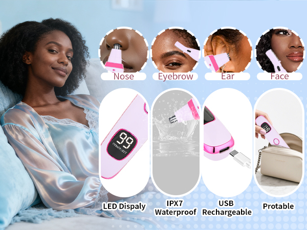 2 in 1 Nose and Ear Hair Trimmer with LED Display