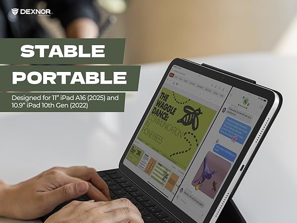 Dexnor for iPad 11th (A16)/ 10th Generation Case with Keyboard