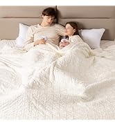 Bearhug Electric Blanket King Size 100" x 90", Dual Controller Heated Blanket, White Flower Patte...
